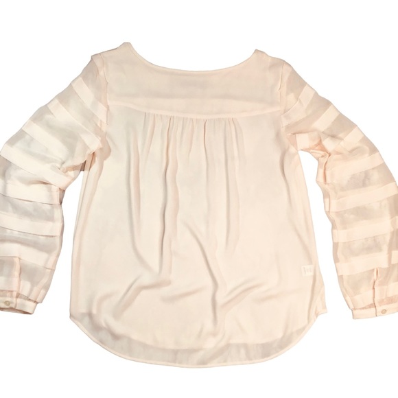 LOFT - Semi Sheer Light Apricot Long Sleeve Blouse - S (Fits like A Medium) - Picture 12 of 16